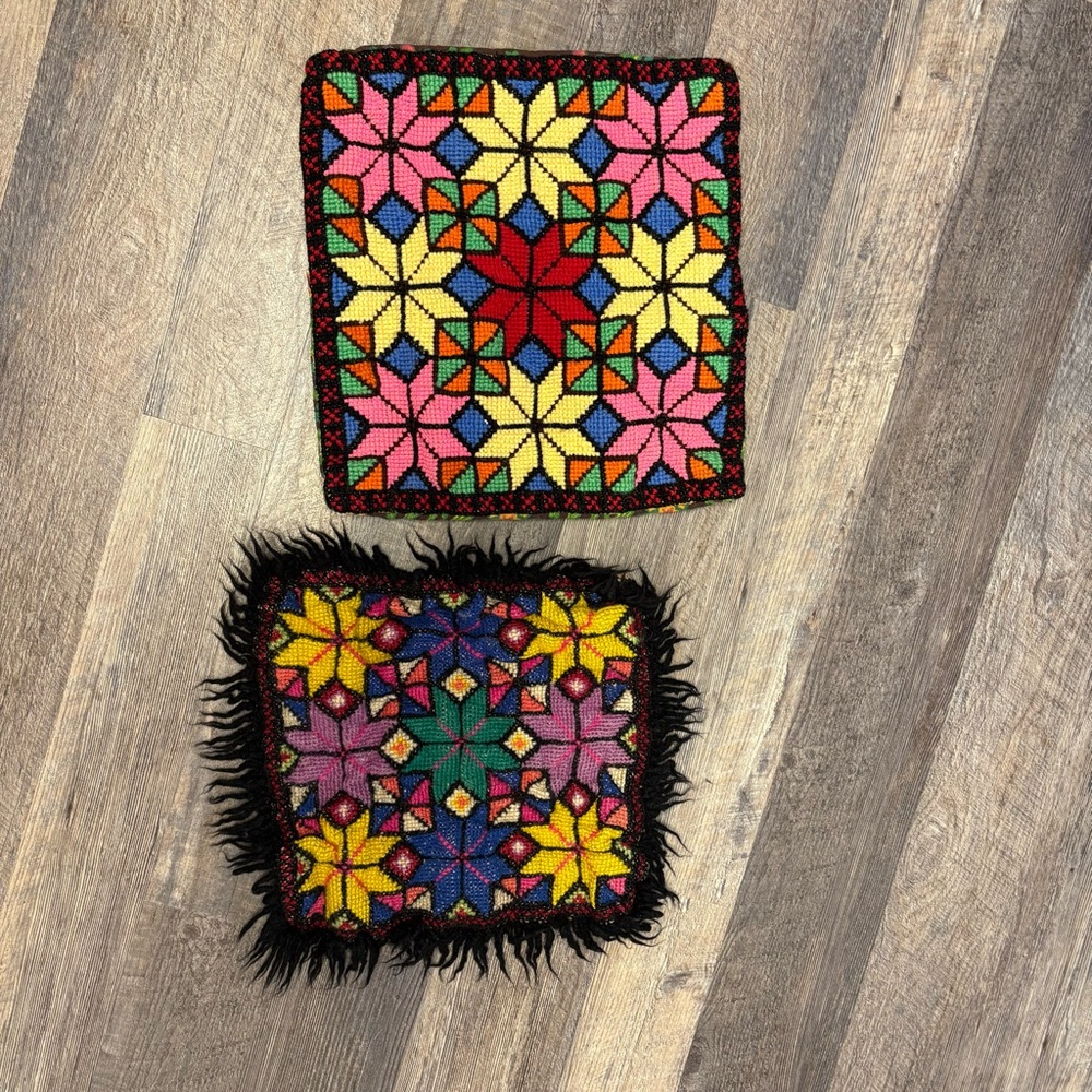 Handmade Floral Square Patches - Bright Multicolor